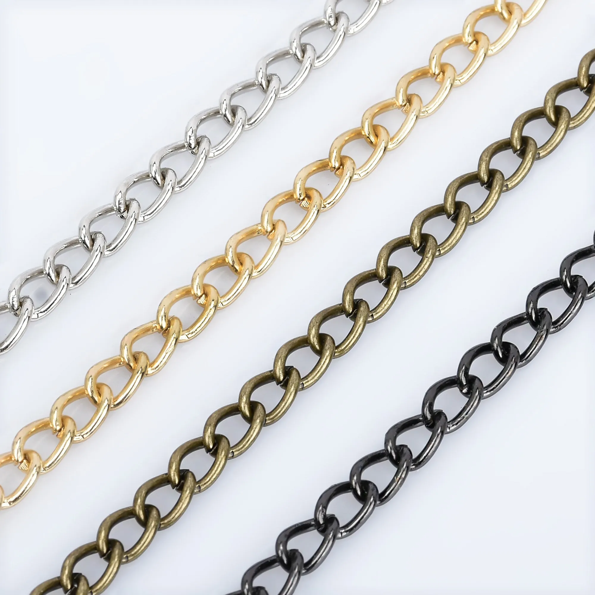 5.5mm Width Iron Metal Shoulder Handbag Strap Chain Finished Crossbody Handbag with Clasps 40cm/120cm Length to choose 5pcs 10281