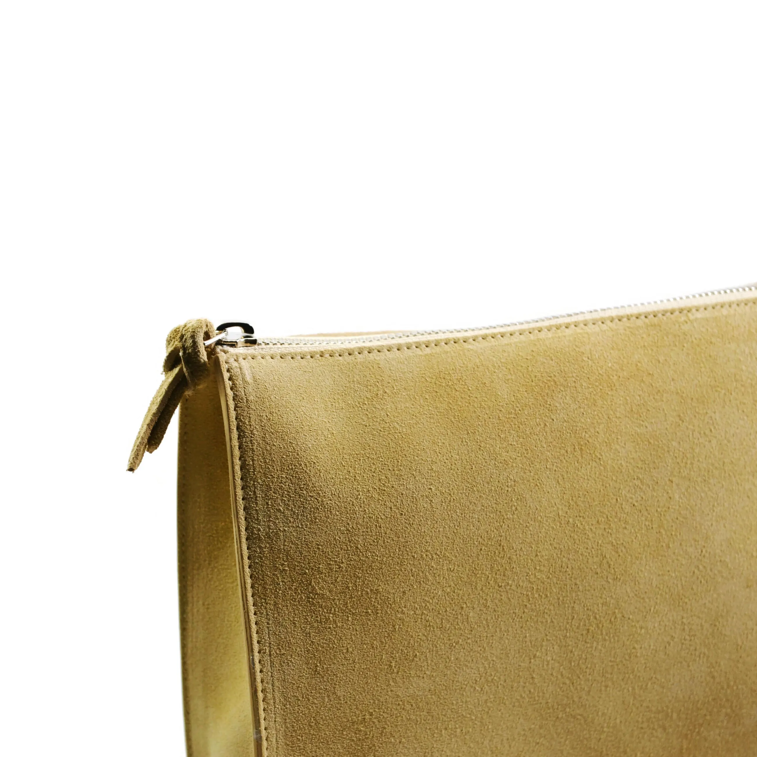 A & Furst - Medium Pouch - Handbag, Saffron Beige Color Suede Leather