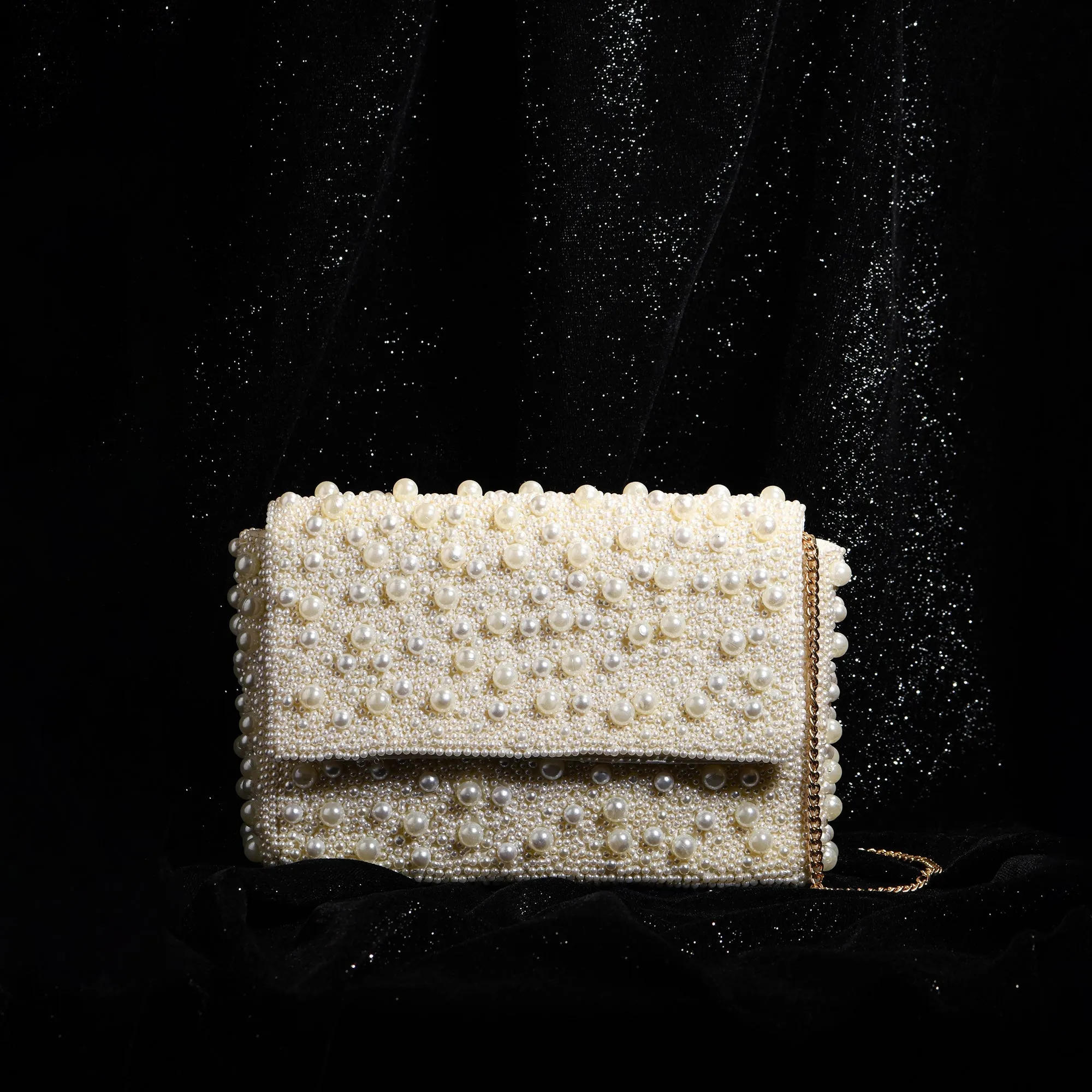 Accessorize London Women's Ivory Bridal Hand-embellished Pearl Foldover Clutch Bag