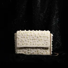 Accessorize London Women's Ivory Bridal Hand-embellished Pearl Foldover Clutch Bag