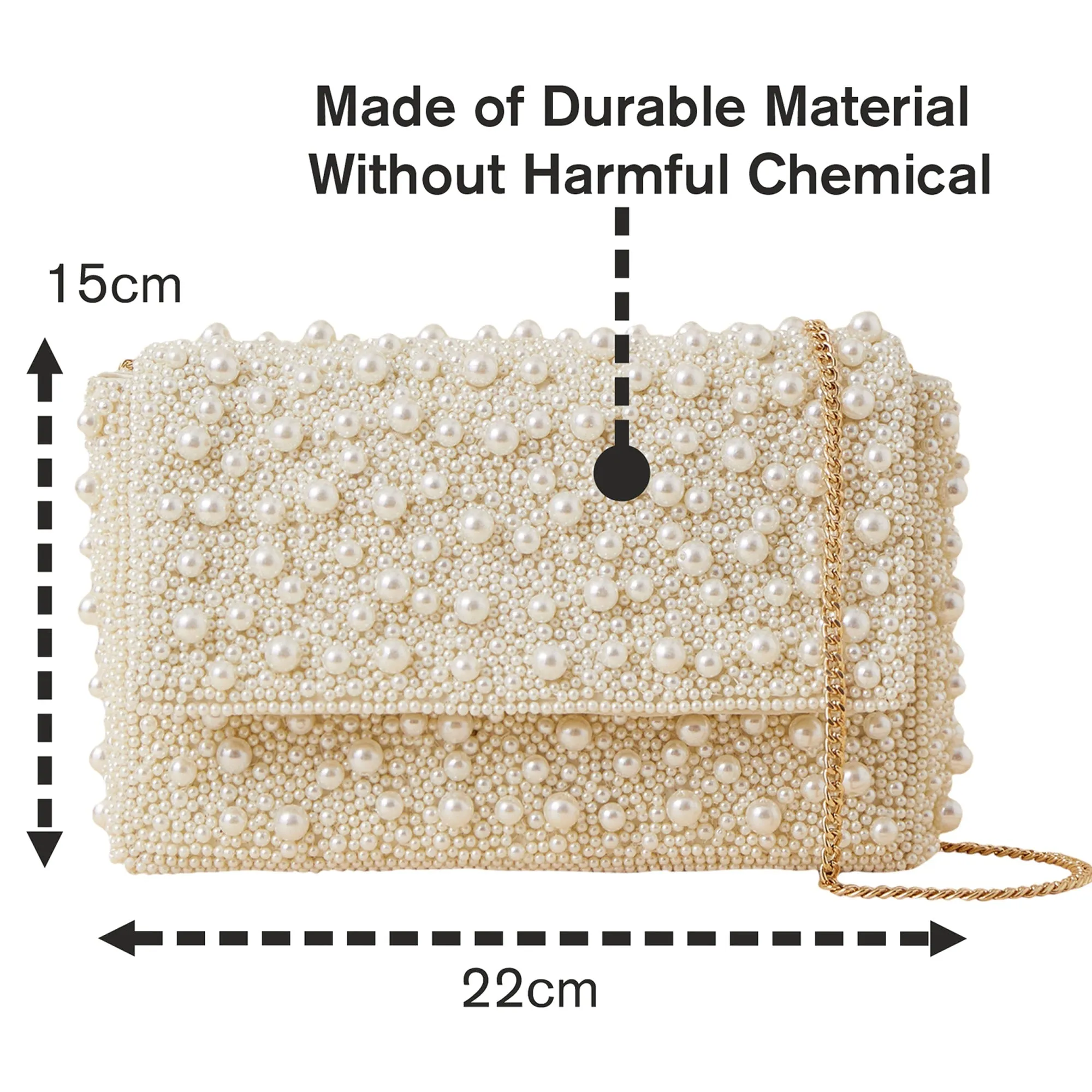 Accessorize London Women's Ivory Bridal Hand-embellished Pearl Foldover Clutch Bag