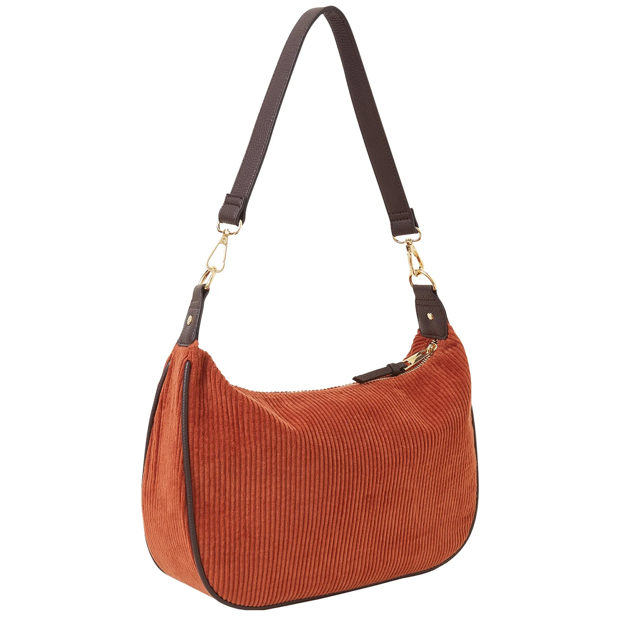 Accessorize London Women's Rust Cotton Cord Shoulder Bag