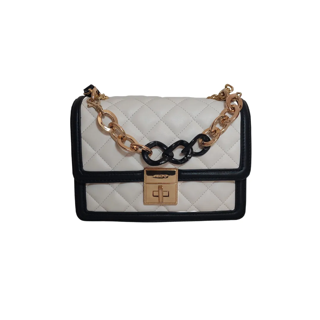 ALDO Black & White Quilted 'Halide' Shoulder Bag | Gently Used |