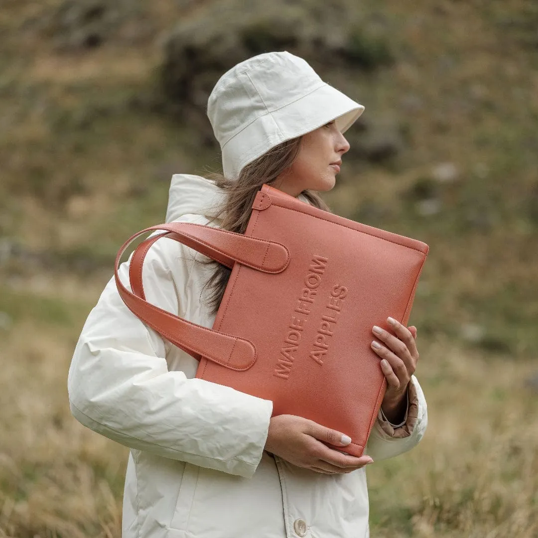 Alma Vegan Apple Leather Tote Bag | Terracotta