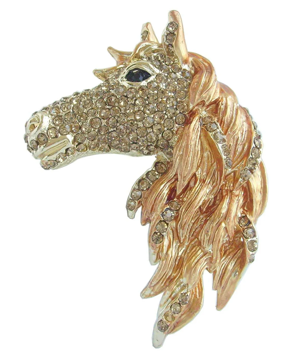 Austrian Crystal Gorgeous Adorable Horse Head Brooch Pin Rhinestone