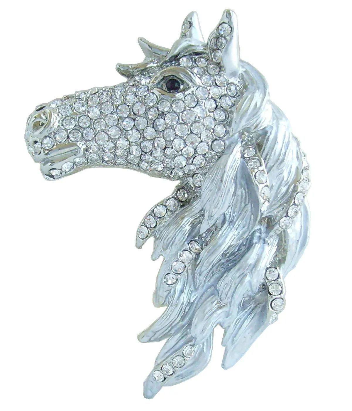 Austrian Crystal Gorgeous Adorable Horse Head Brooch Pin Rhinestone