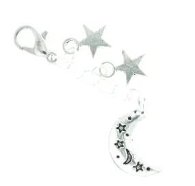 Silver Moon and Stars Clip-On Charm - 50mm x 7mm - AVBeads JWLCC30777-21615