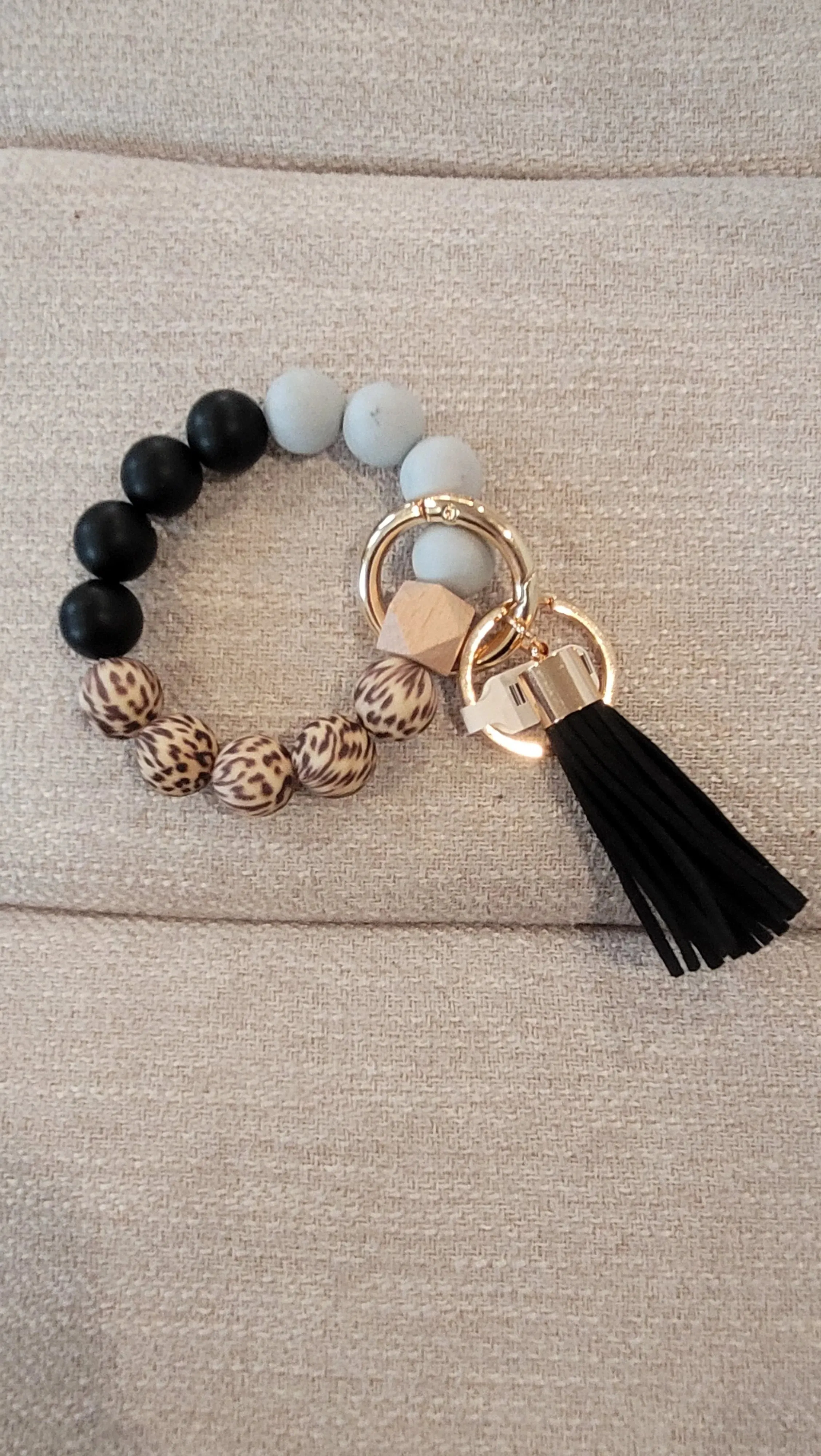 Bangle Keychain | Silicone Wristlet Key Ring | Bead Bracelet