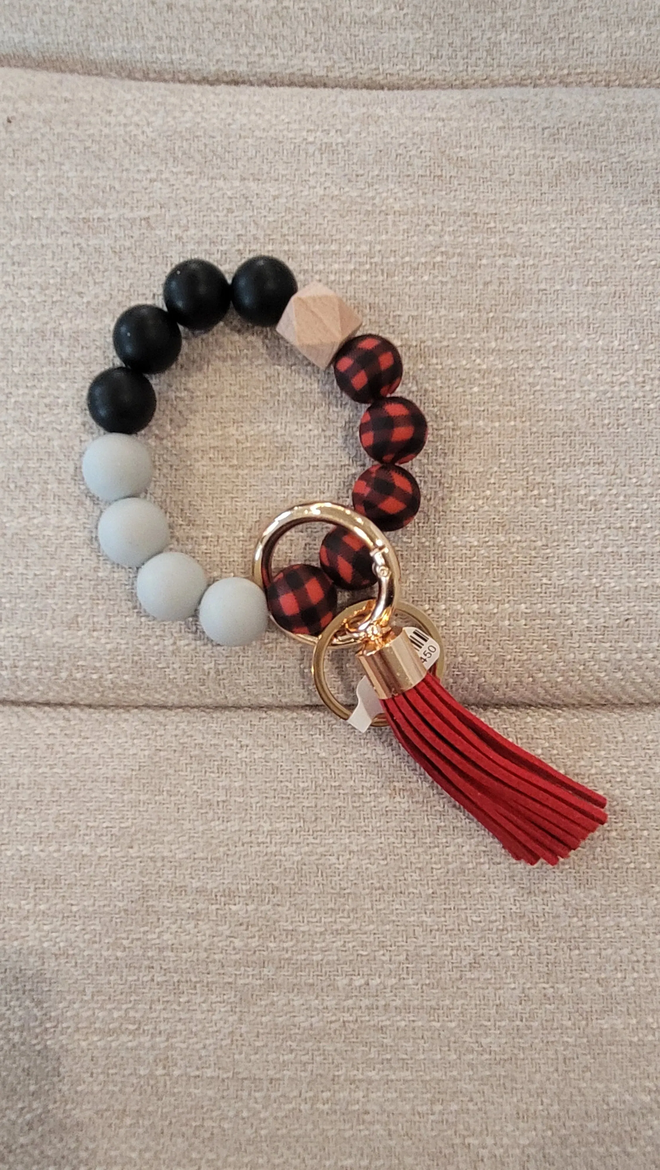 Bangle Keychain | Silicone Wristlet Key Ring | Bead Bracelet