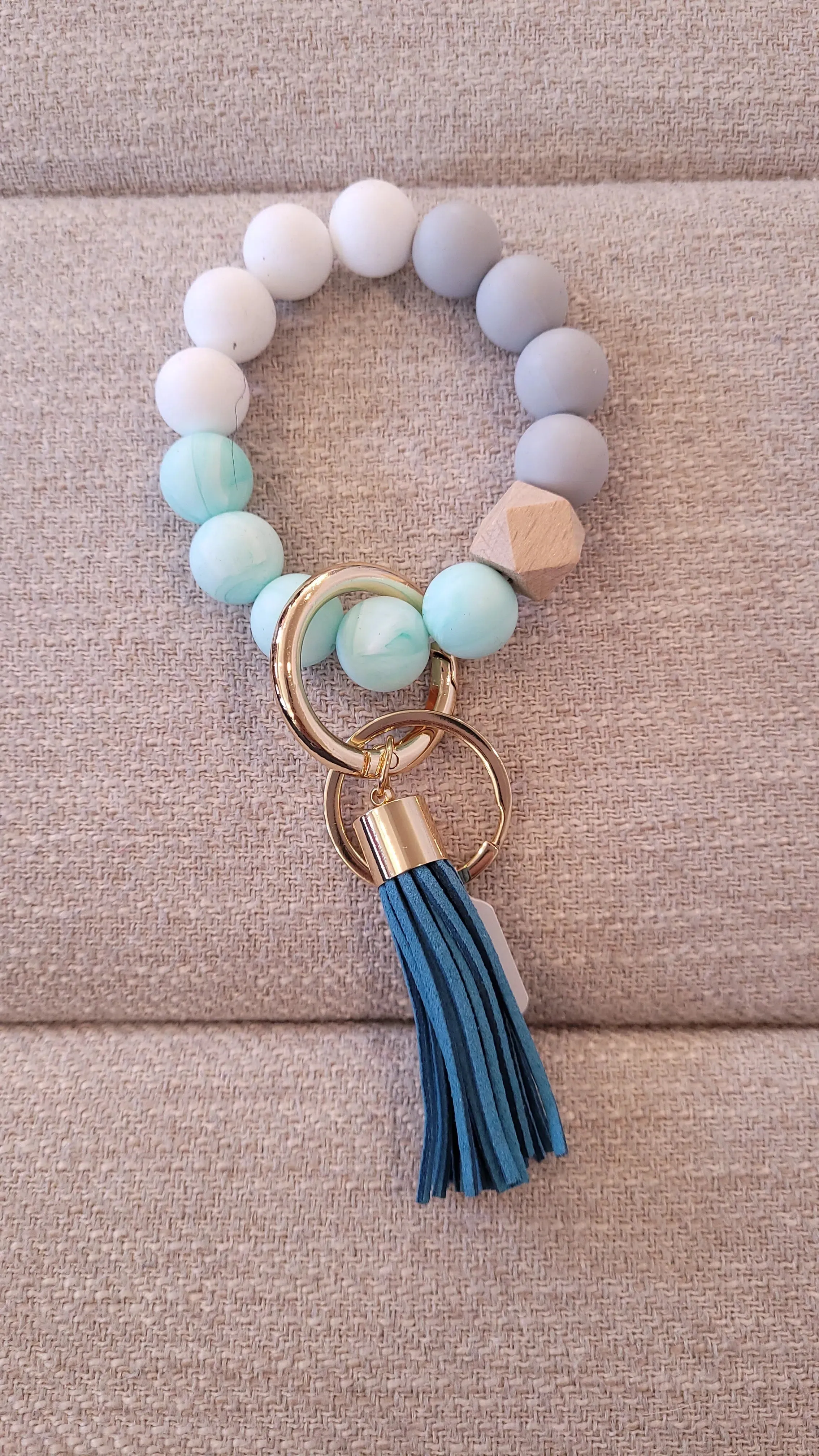 Bangle Keychain | Silicone Wristlet Key Ring | Bead Bracelet