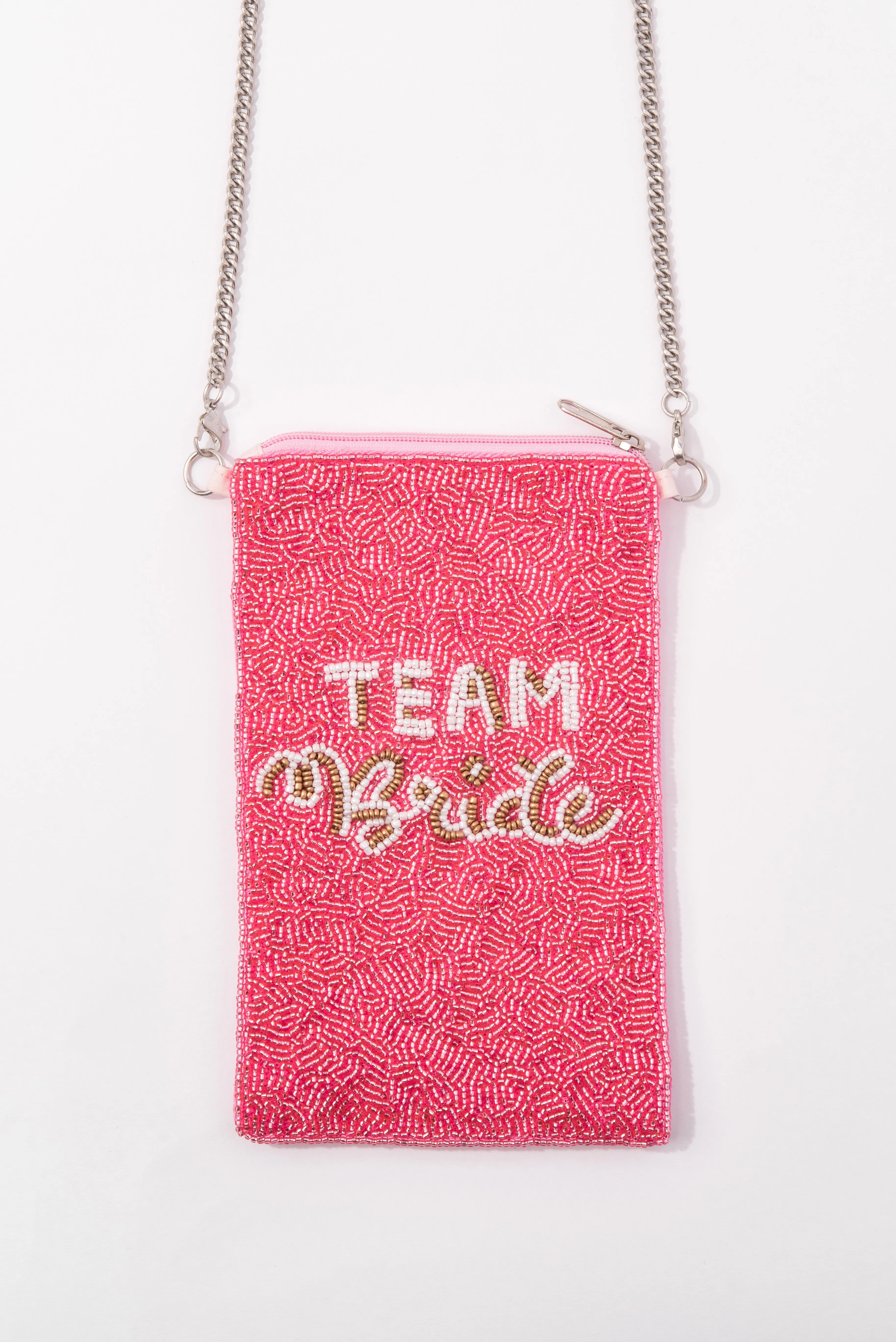 Beaded Team Bride Crossbody Pouch