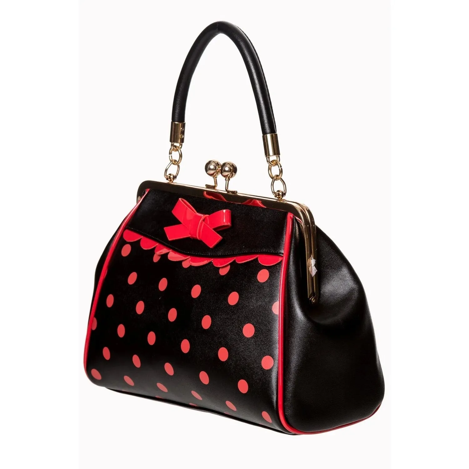 Black And Red Vintage Polka Dot Handbag