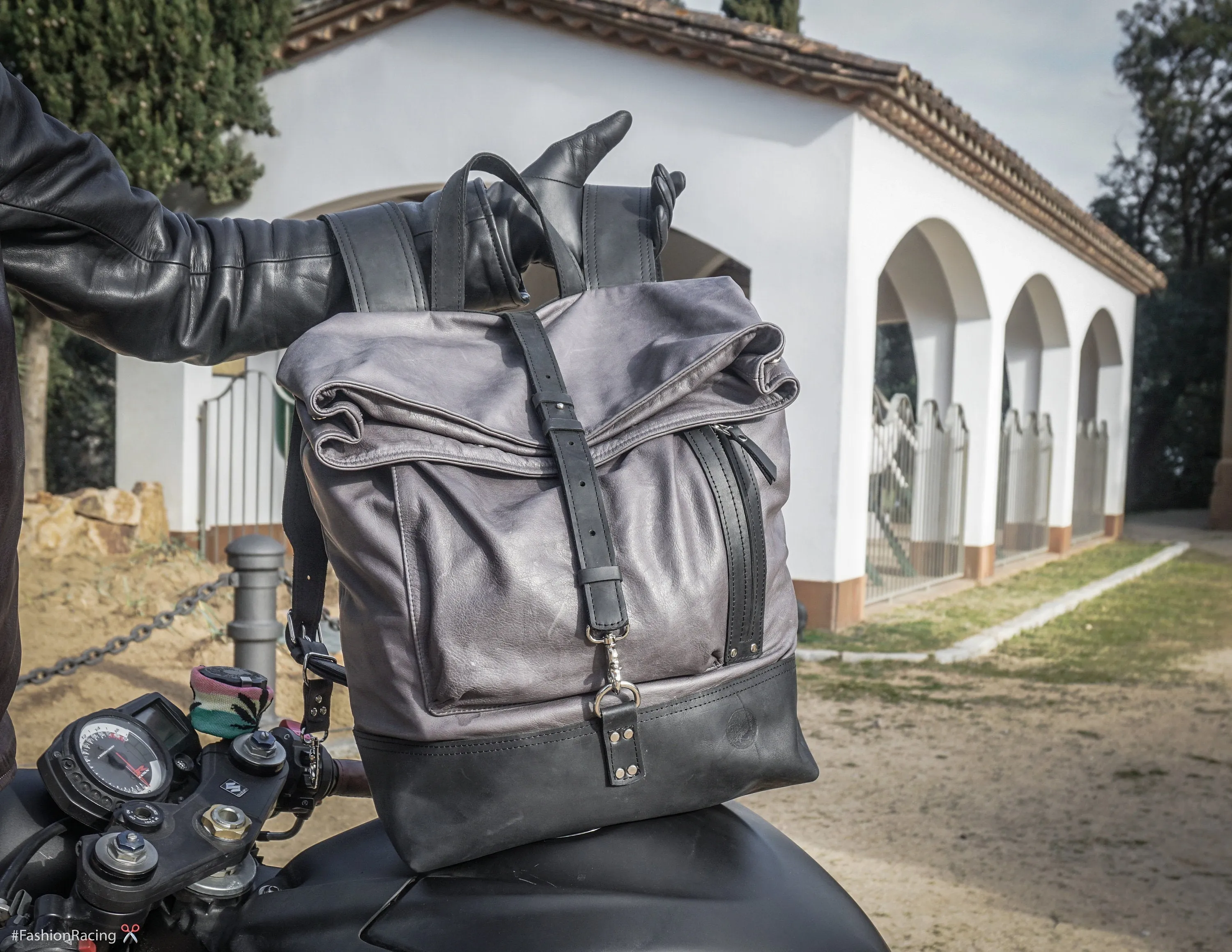 Black Leather Backpack | Cafe-Racer motorcycle rucksack, handcrafted