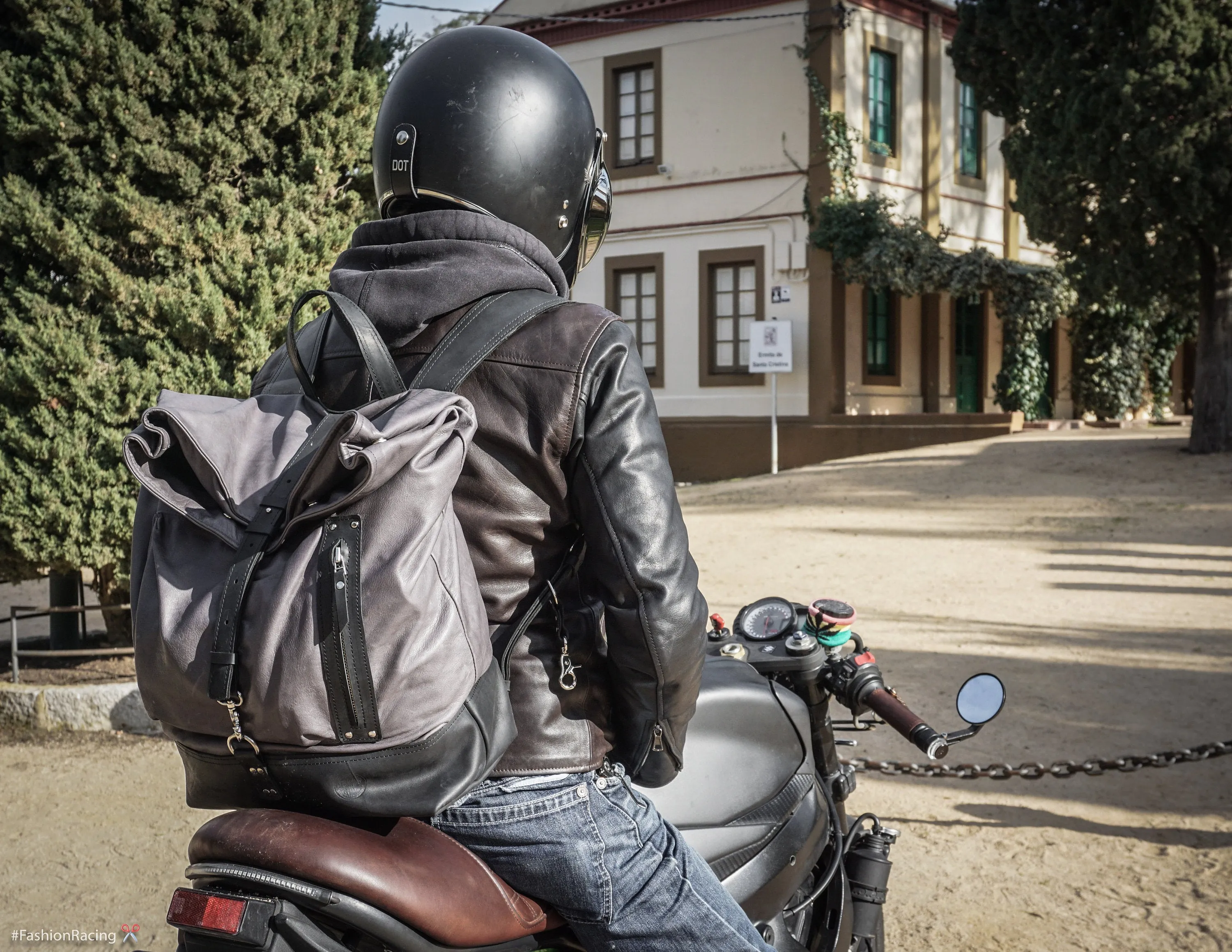 Black Leather Backpack | Cafe-Racer motorcycle rucksack, handcrafted