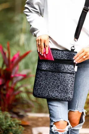 Black Leopard Neoprene Crossbody Bag