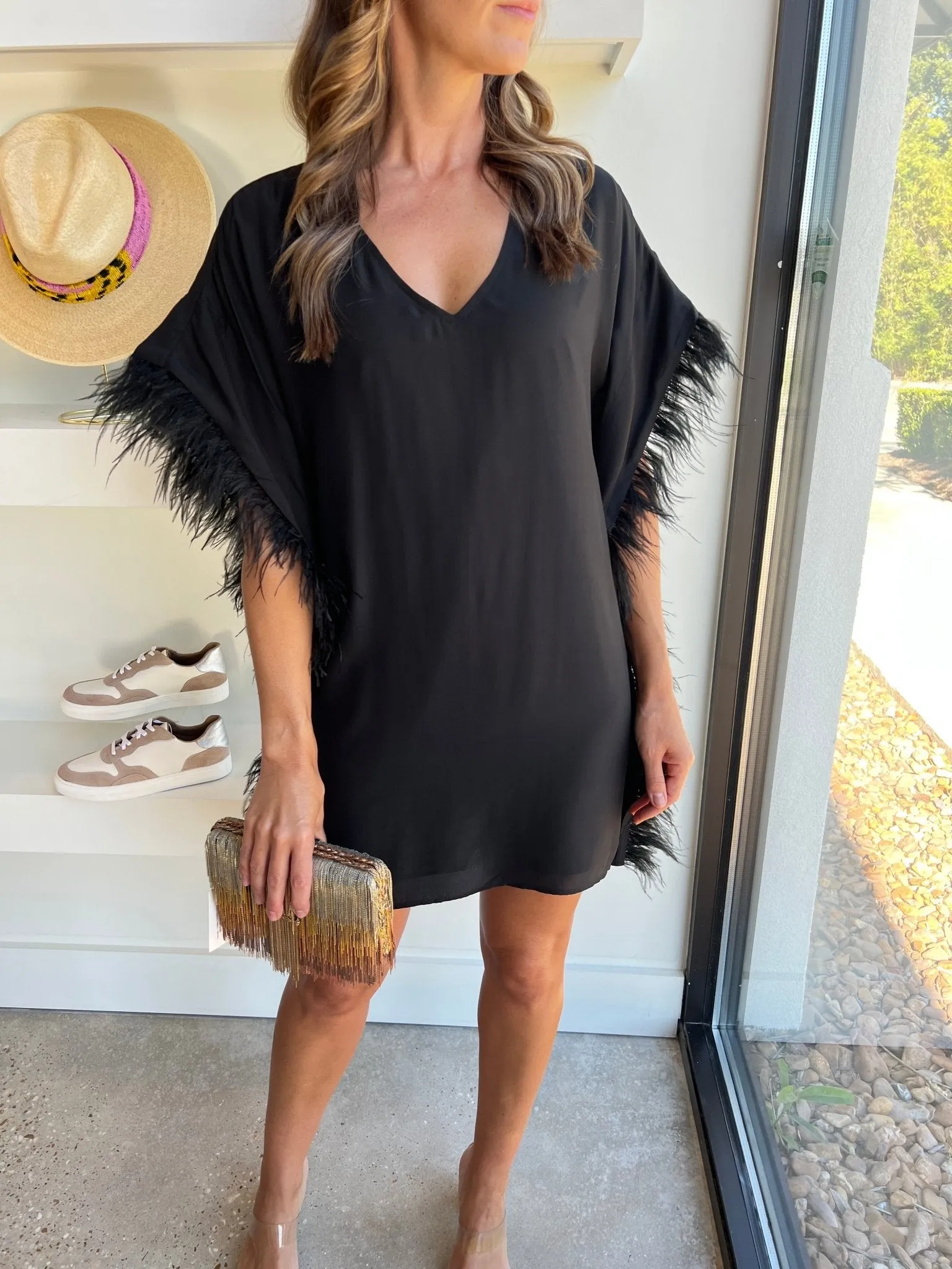 Black Maura Feather Dress