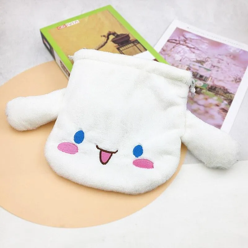 Cartoon Stuffed Animals Melody Cinnamorol Kirby Kuromi Plush Bag Kawaii Cute Soft Drawstring Pocket Coin Purse Plushie Toys Gift