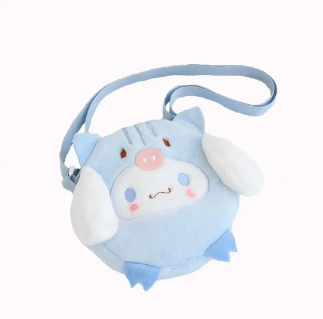 Cartoon Stuffed Animals Melody Cinnamorol Kirby Kuromi Plush Bag Kawaii Cute Soft Drawstring Pocket Coin Purse Plushie Toys Gift