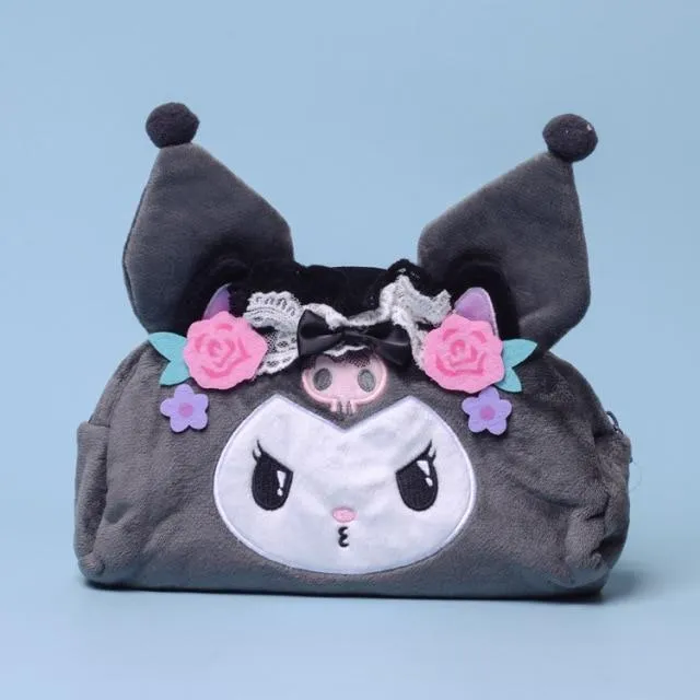 Cartoon Stuffed Animals Melody Cinnamorol Kirby Kuromi Plush Bag Kawaii Cute Soft Drawstring Pocket Coin Purse Plushie Toys Gift