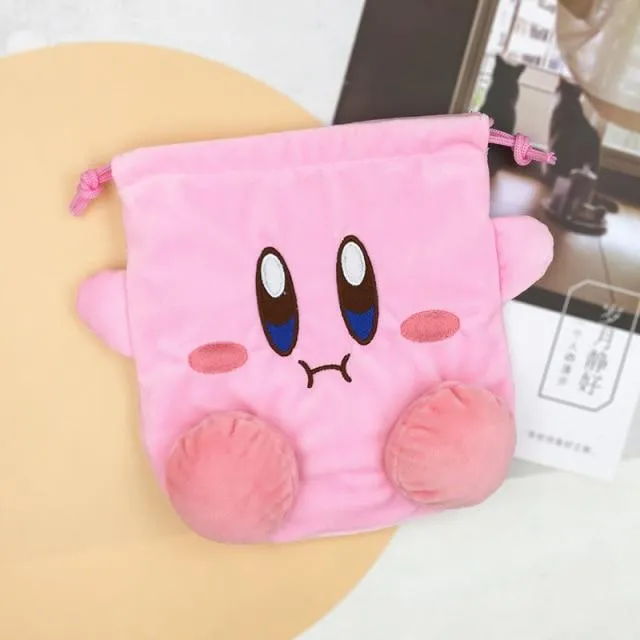 Cartoon Stuffed Animals Melody Cinnamorol Kirby Kuromi Plush Bag Kawaii Cute Soft Drawstring Pocket Coin Purse Plushie Toys Gift