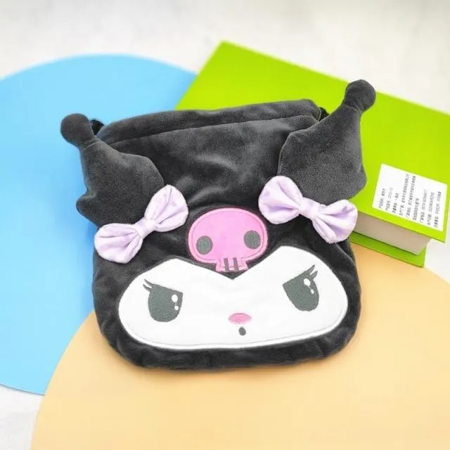 Cartoon Stuffed Animals Melody Cinnamorol Kirby Kuromi Plush Bag Kawaii Cute Soft Drawstring Pocket Coin Purse Plushie Toys Gift