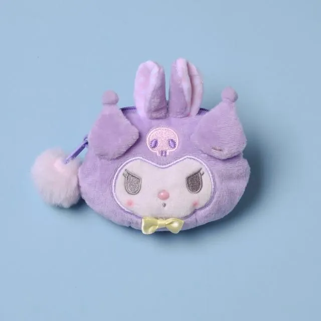 Cartoon Stuffed Animals Melody Cinnamorol Kirby Kuromi Plush Bag Kawaii Cute Soft Drawstring Pocket Coin Purse Plushie Toys Gift