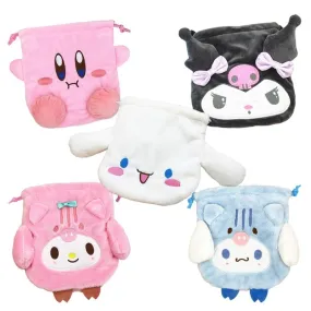 Cartoon Stuffed Animals Melody Cinnamorol Kirby Kuromi Plush Bag Kawaii Cute Soft Drawstring Pocket Coin Purse Plushie Toys Gift