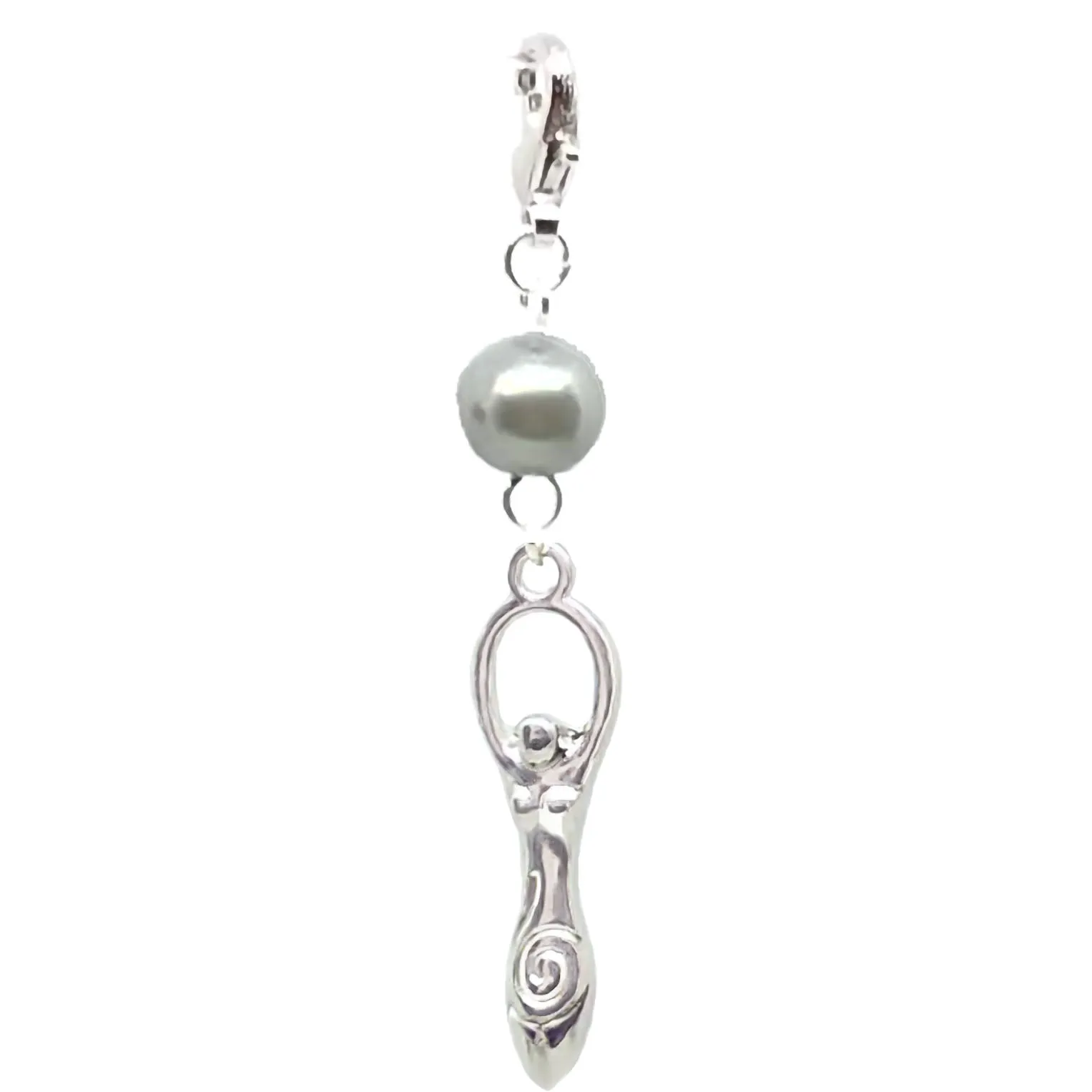 Celestial Celtic Pagan Wicca Wiccan Goddess Silver Bracelet Size Charm Clip with Silver Plated Metal Lobster Clasp Charms