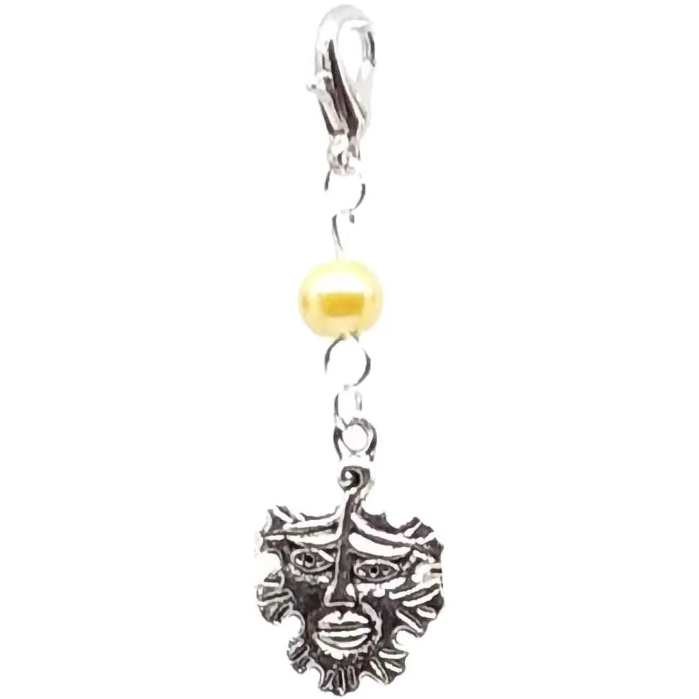 Celtic Pagan Wicca Wiccan God Greenman Pan Bracelet Size Charm Clip with Silver Plated Metal Lobster Clasp Charms