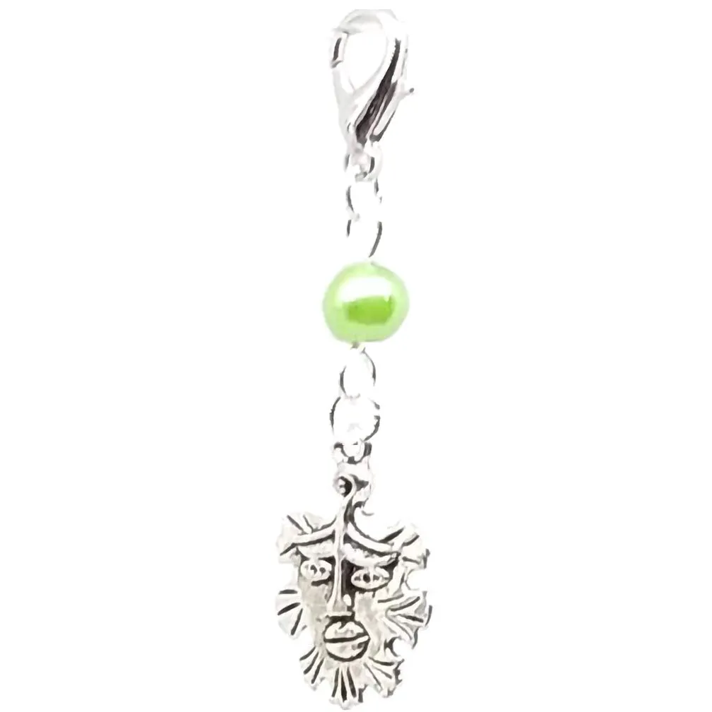 Celtic Pagan Wicca Wiccan God Greenman Pan Bracelet Size Charm Clip with Silver Plated Metal Lobster Clasp Charms