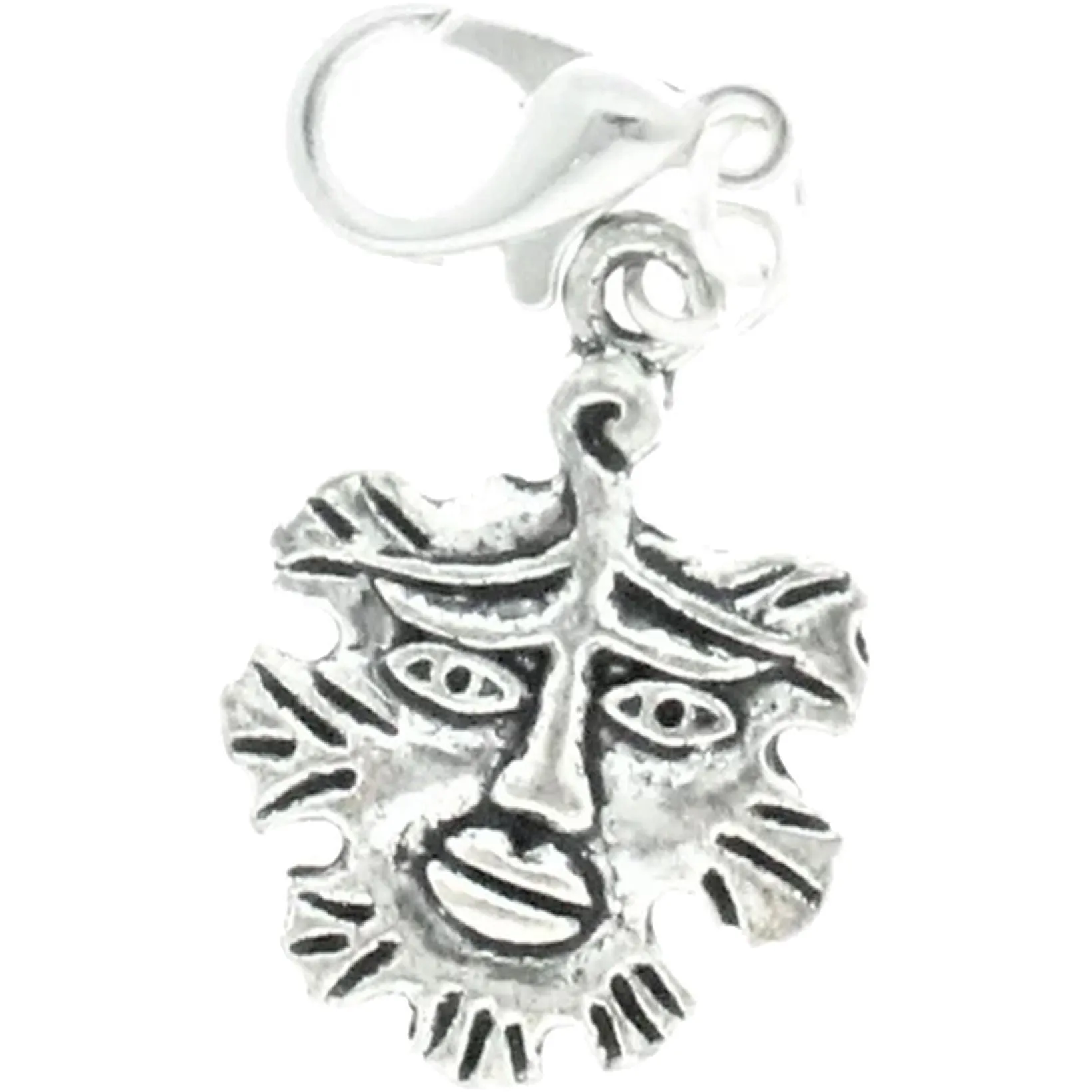 Celtic Pagan Wicca Wiccan God Greenman Pan Bracelet Size Charm Clip with Silver Plated Metal Lobster Clasp Charms