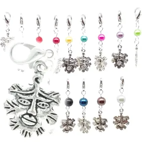 Celtic Pagan Wicca Wiccan God Greenman Pan Bracelet Size Charm Clip with Silver Plated Metal Lobster Clasp Charms