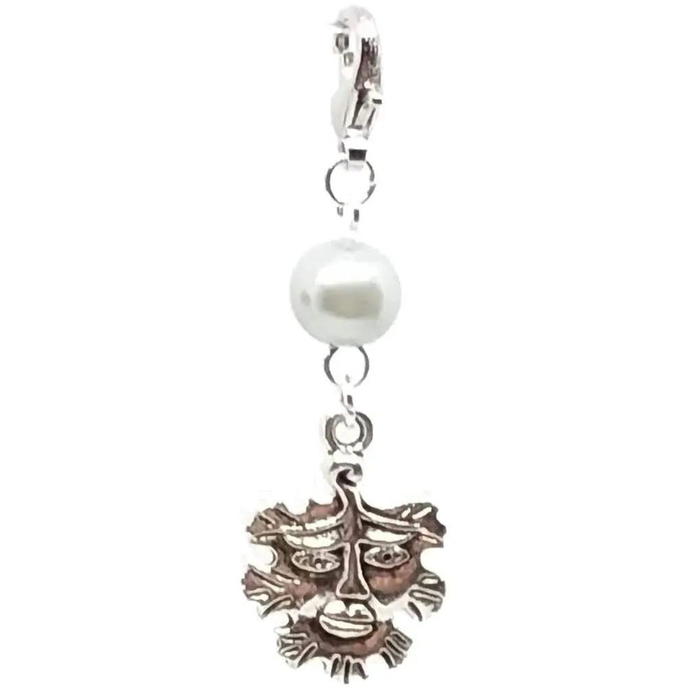 Celtic Pagan Wicca Wiccan God Greenman Pan Bracelet Size Charm Clip with Silver Plated Metal Lobster Clasp Charms