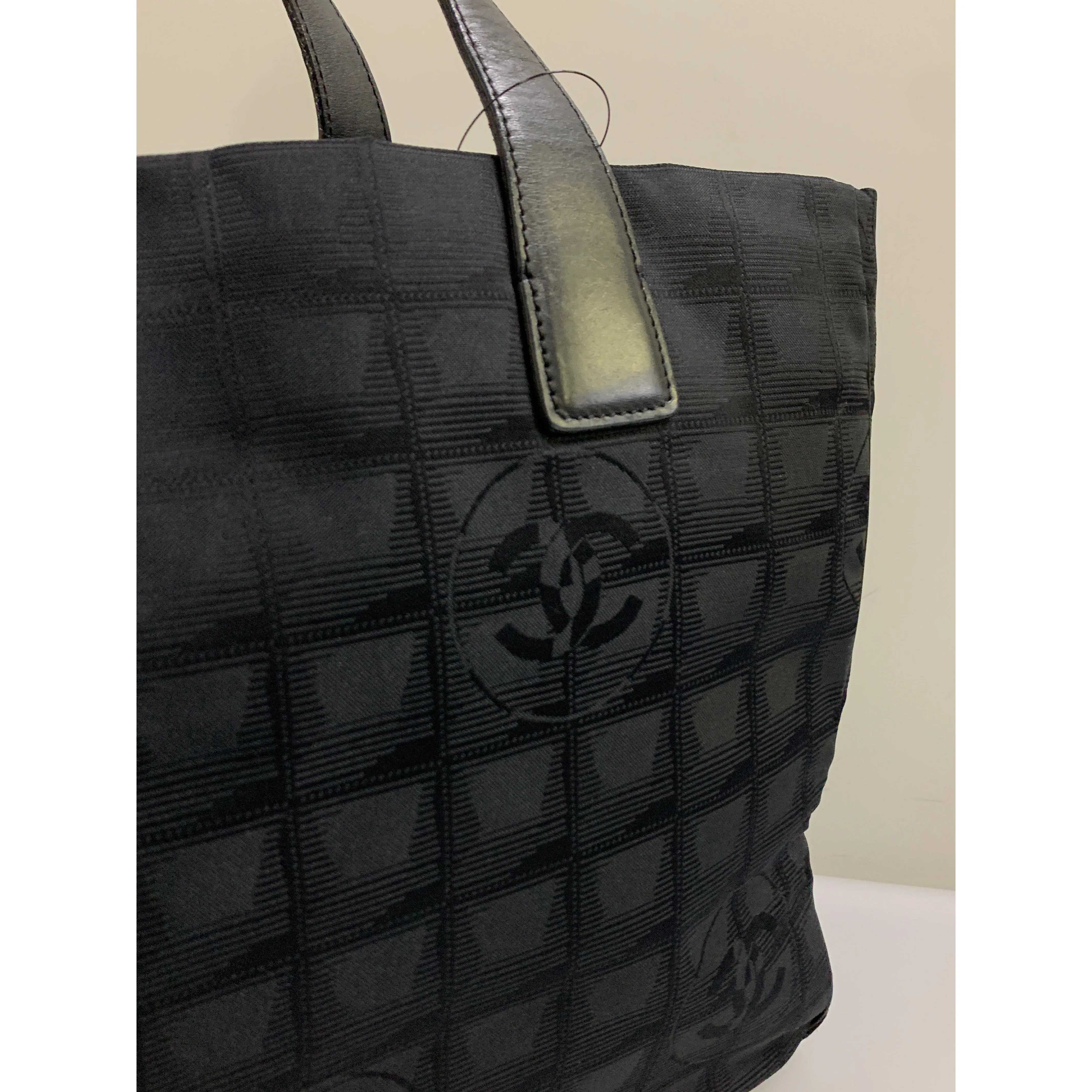 #CHANEL/Tote Bag/BLK/Nylon/All Over Print