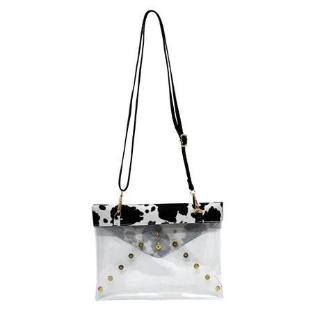 Clear Black Cow Fashion Stadium Cross Body Bag