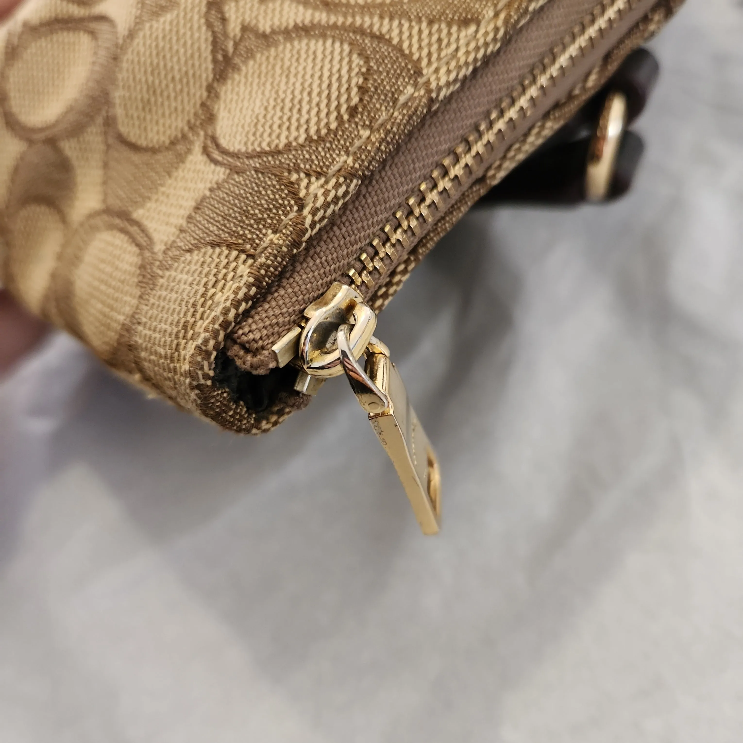 Coach Beige Monogram Canvas MIni Handbag | Pre Loved |