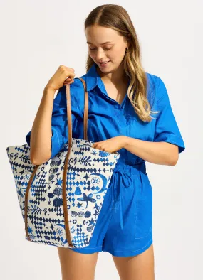 Corfu Fan Tote Bag - Azure