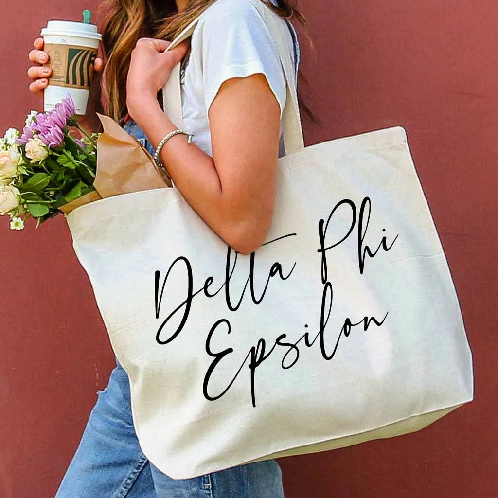 Delta Phi Epsilon Script Writing Nickname Canvas Tote Bag