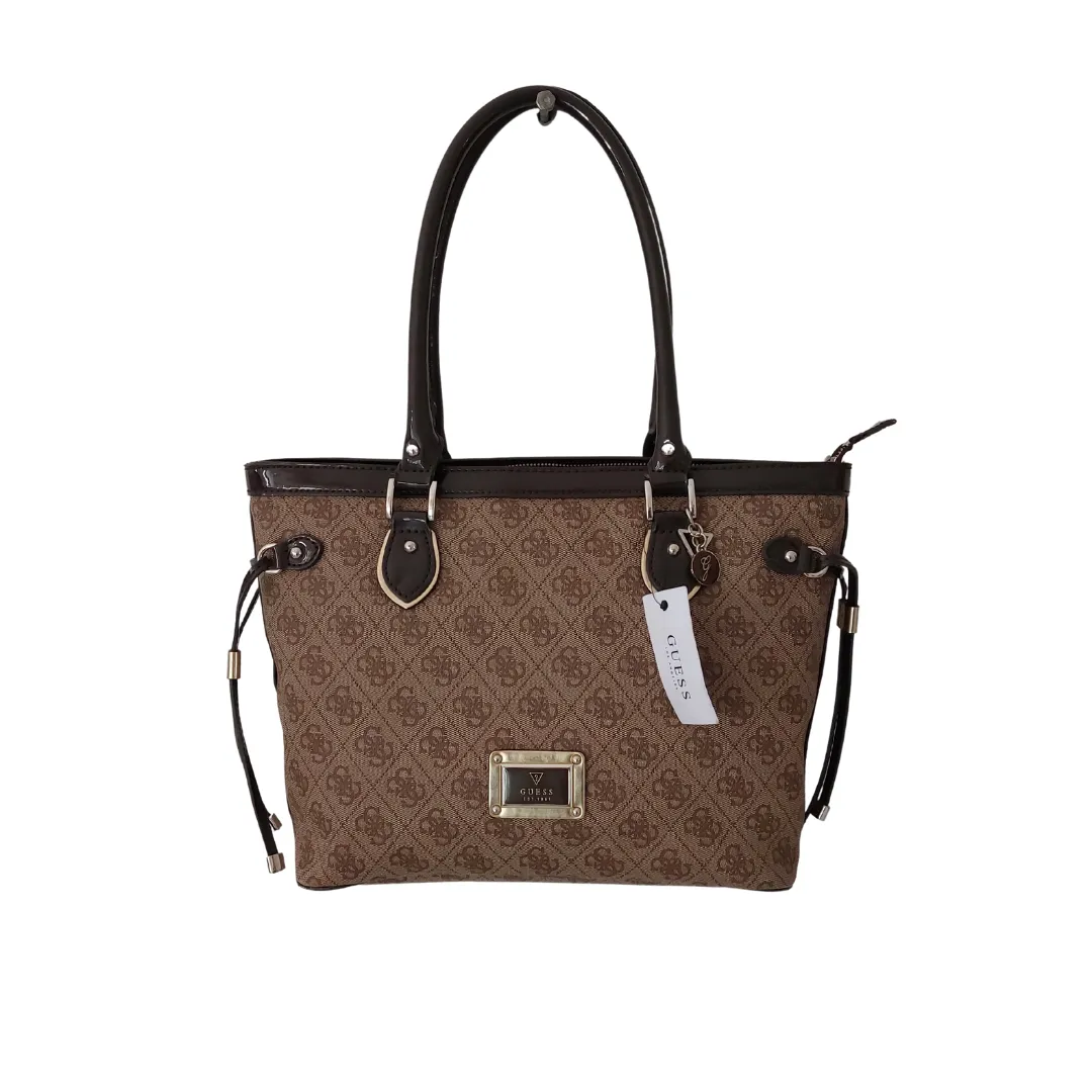 Guess Brown Monogram Tote Bag | Pre Loved |