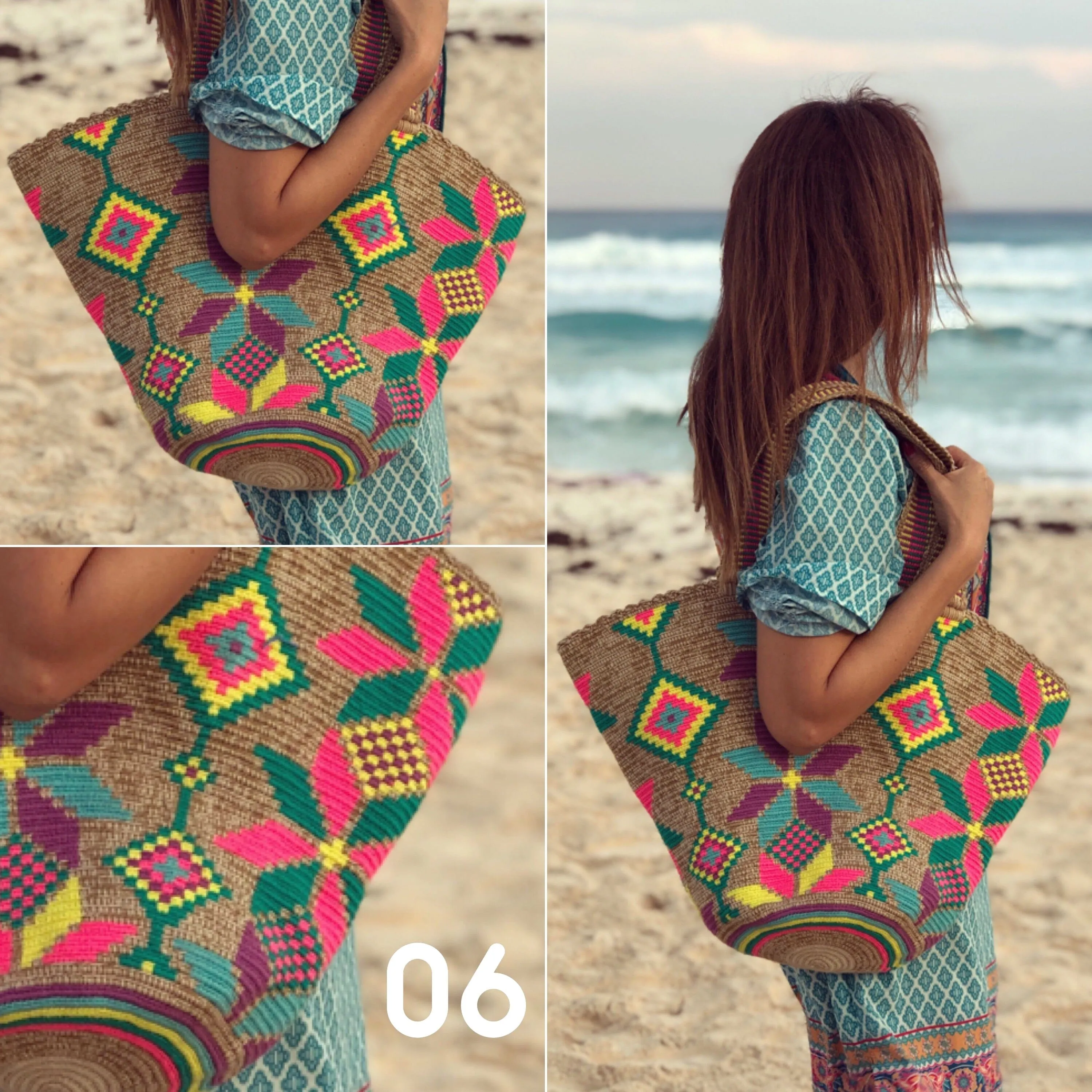 Hand-crocheted Tote Bags -  Crochet Tote Bag | Beach Totes