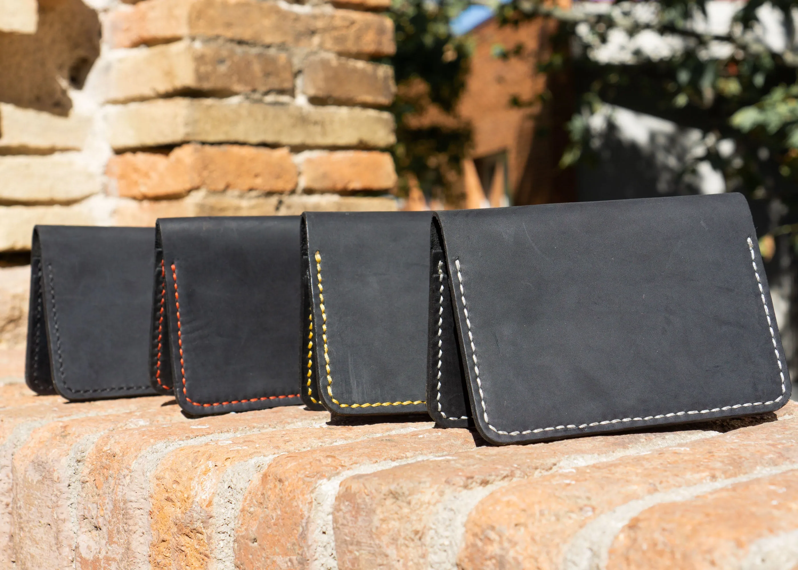 Hand Stitched Black Leather Wallet- Fashion Racing | HandCrafted