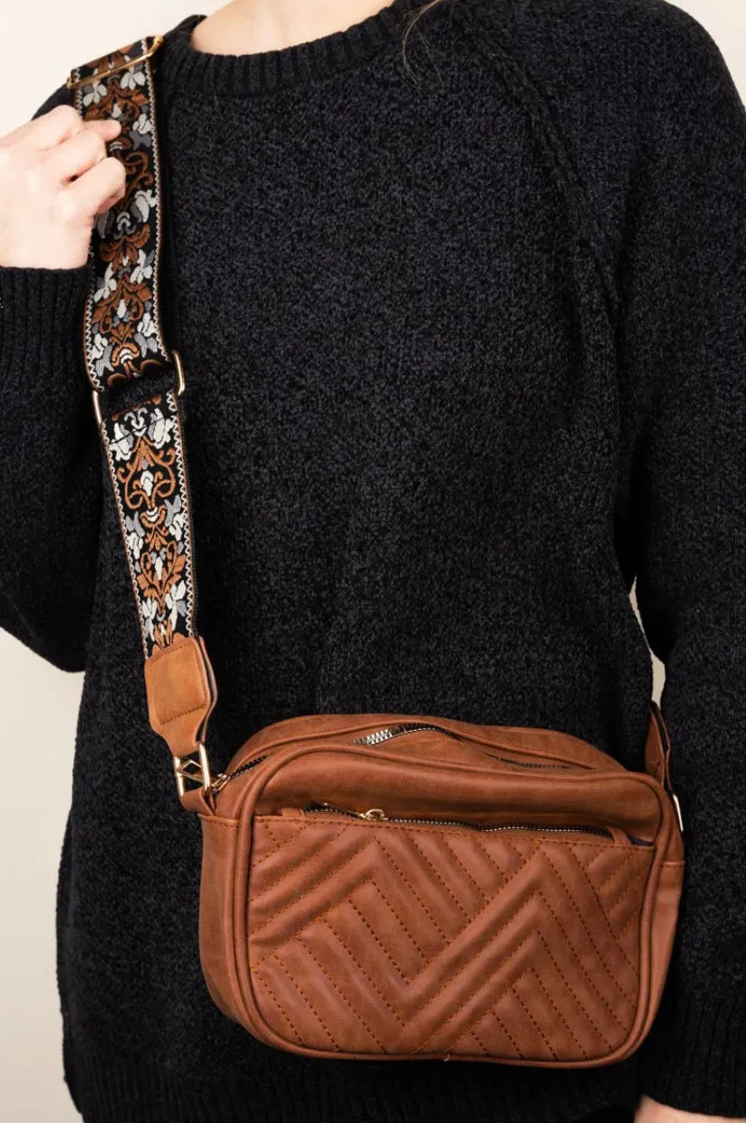 Hazel Guitar Strap Crossbody Brown Purse