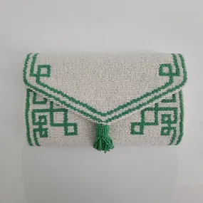 Ivory/Green Beaded Bag