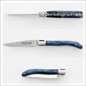 Laguiole XS 9 cm Guilloche Blue Poplar Burl Handle