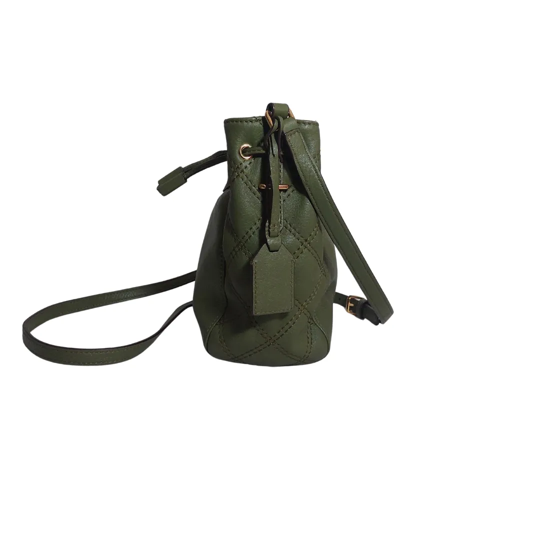 Lauren Ralph Lauren Olive Green Leather Small Drawstring Crossbody Bag | Gently used |