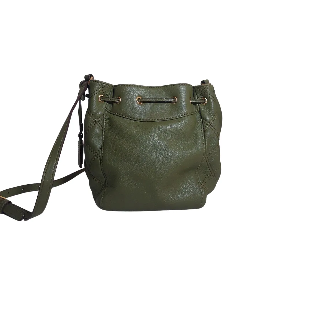 Lauren Ralph Lauren Olive Green Leather Small Drawstring Crossbody Bag | Gently used |