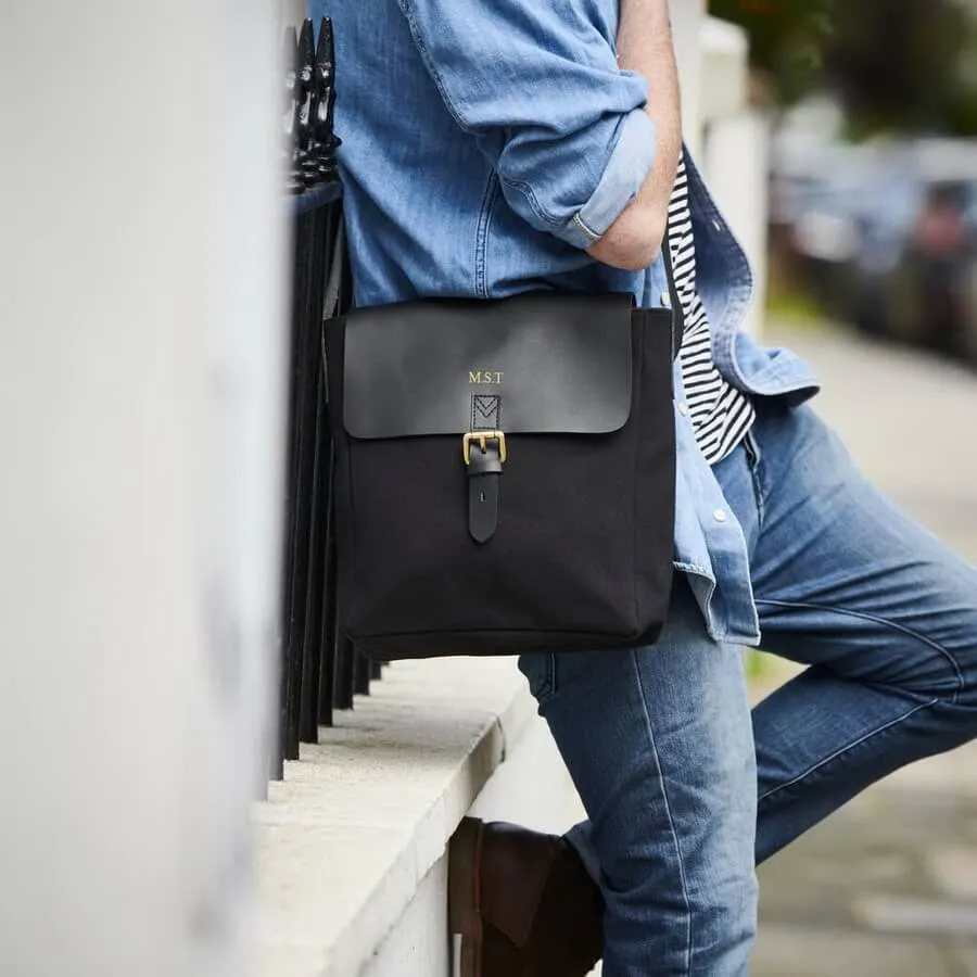 Leather and Canvas Messenger Bag