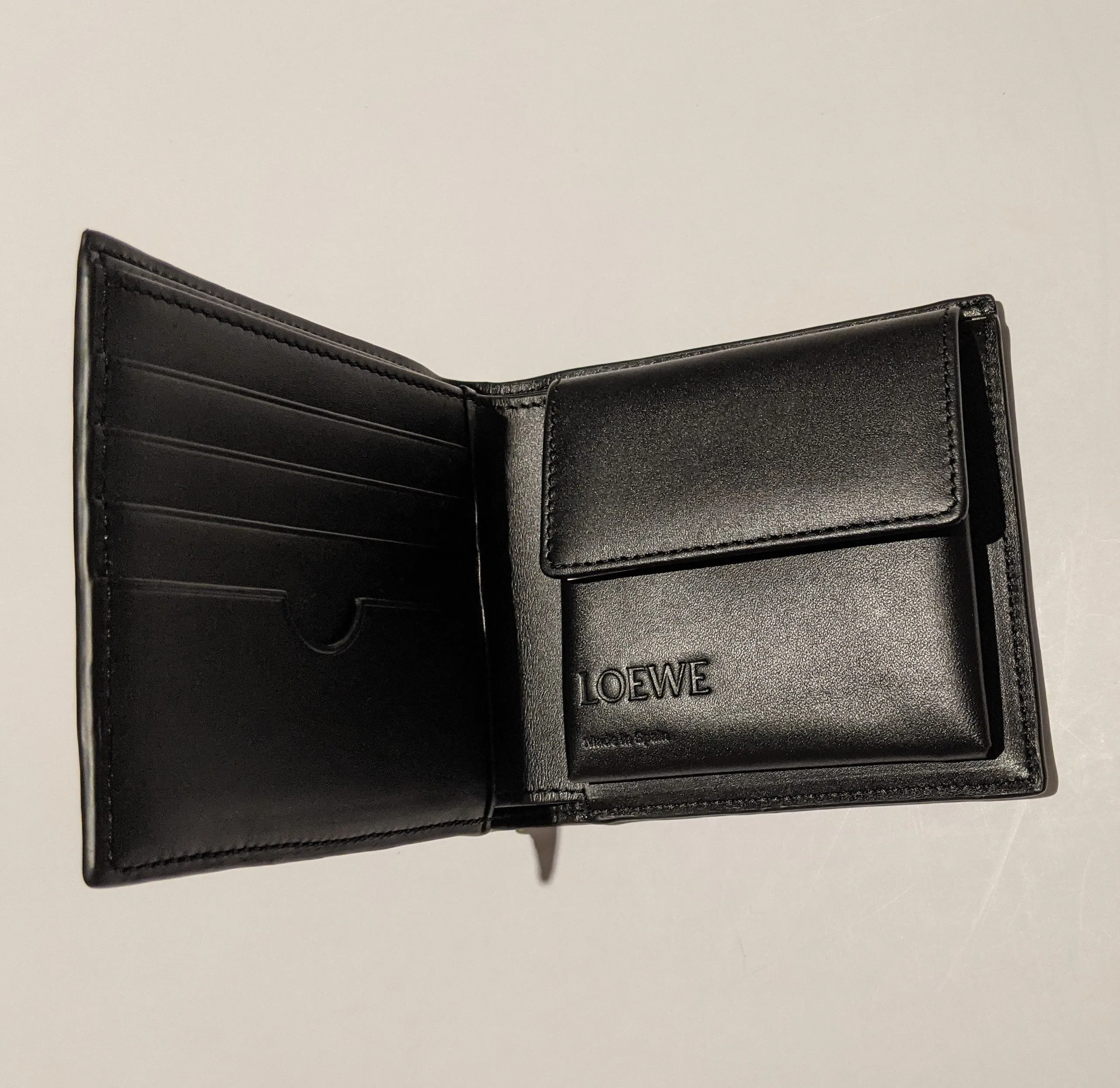 Loewe Anagram Black Leather Wallet with Coin Compartment