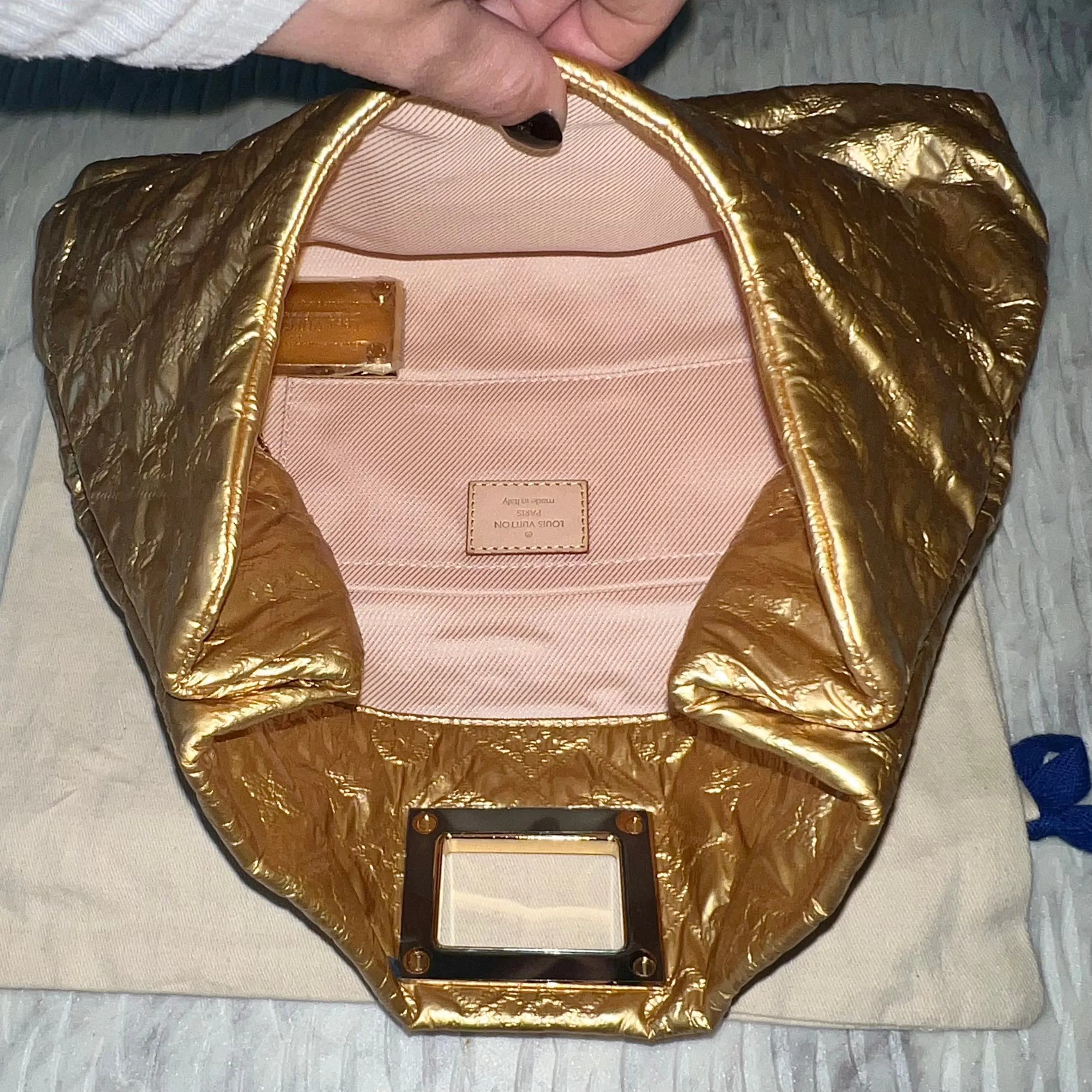 Louis Vuitton Altair Gold Silk Monogram Pochette Bag