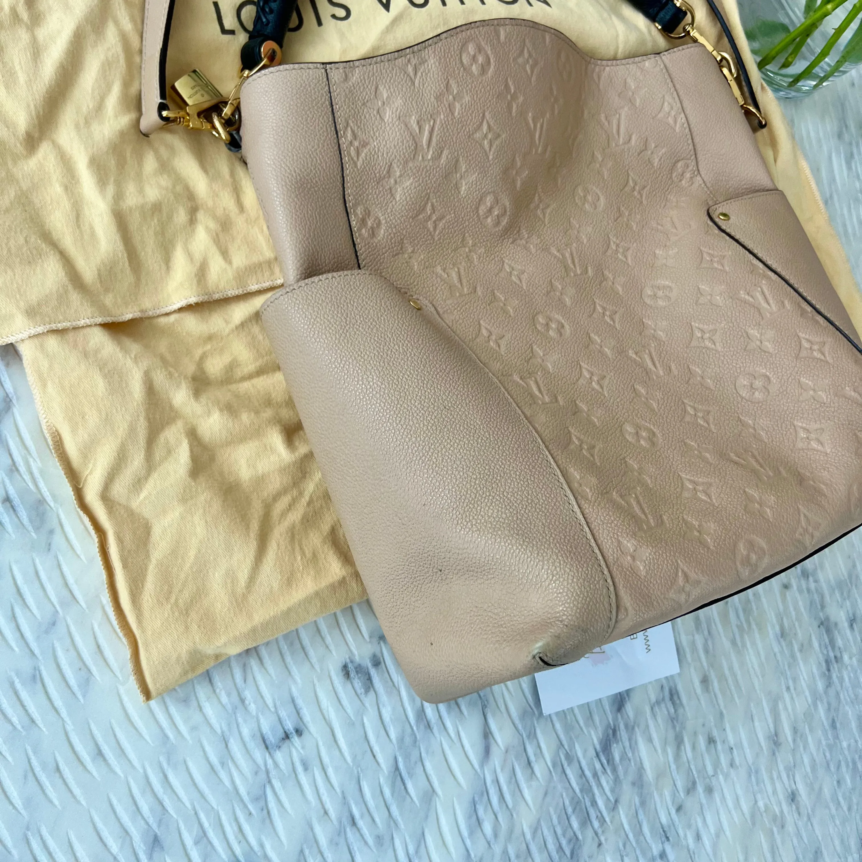 LOUIS VUITTON  BAGATELLE MONOGRAM EMPREINTE LEATHER HOBO BAG